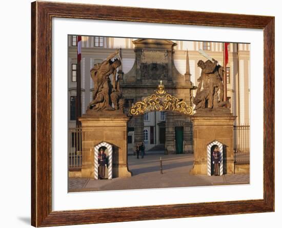 Palace Guards Outside First Courtyard, Prague Castle, Prague, Czech Republic, Europe-Neale Clarke-Framed Photographic Print