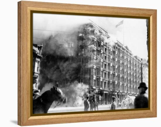 Palace Hotel on Fire after the Earthquake, San Francisco, California, c.1906-null-Framed Stretched Canvas