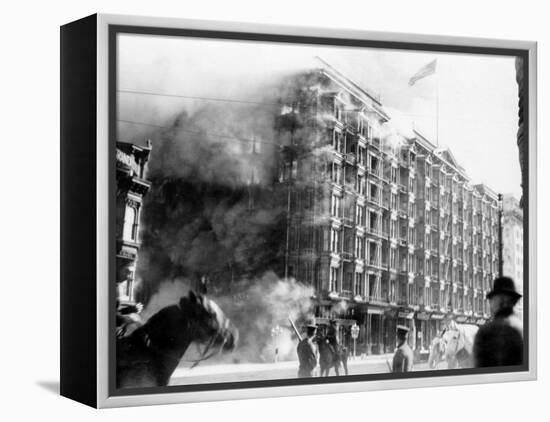 Palace Hotel on Fire after the Earthquake, San Francisco, California, c.1906-null-Framed Stretched Canvas