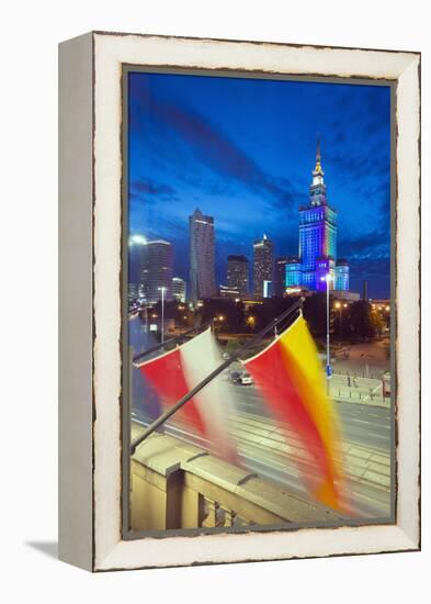 Palace of Culture and Science at Night, Warsaw, Poland, Europe-Christian Kober-Framed Premier Image Canvas