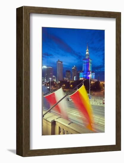 Palace of Culture and Science at Night, Warsaw, Poland, Europe-Christian Kober-Framed Photographic Print