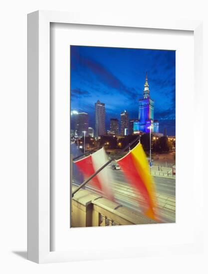 Palace of Culture and Science at Night, Warsaw, Poland, Europe-Christian Kober-Framed Photographic Print