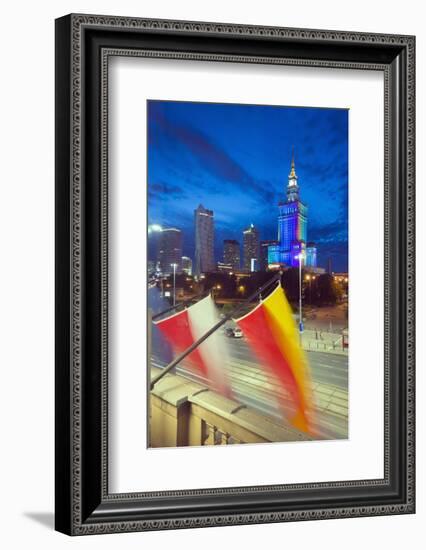 Palace of Culture and Science at Night, Warsaw, Poland, Europe-Christian Kober-Framed Photographic Print