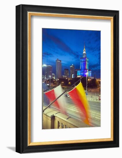 Palace of Culture and Science at Night, Warsaw, Poland, Europe-Christian Kober-Framed Photographic Print