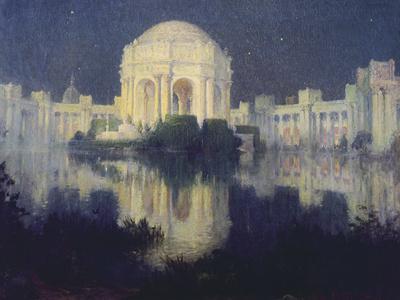 PALACE OF FINE ARTS AT NIGHT SAN FRANCISCO PAINTING ART REAL CANVAS GICLEE PRINT