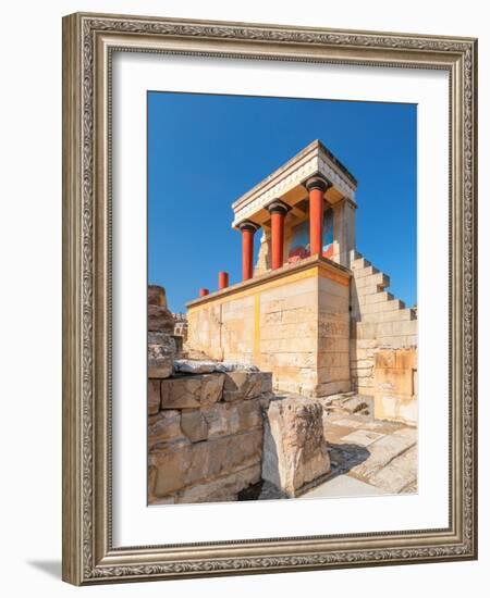 Palace of Minos, restored north entrance, ancient city of Knossos, Iraklion, Crete, Greek Islands-Markus Lange-Framed Photographic Print