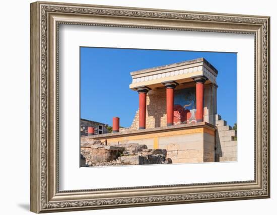 Palace of Minos, restored north entrance, ancient city of Knossos, Iraklion, Crete, Greek Islands-Markus Lange-Framed Photographic Print