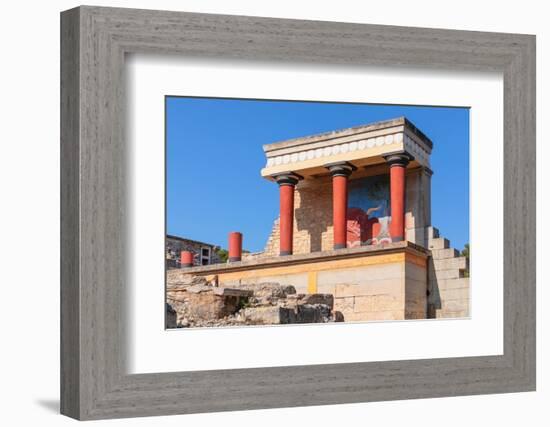 Palace of Minos, restored north entrance, ancient city of Knossos, Iraklion, Crete, Greek Islands-Markus Lange-Framed Photographic Print