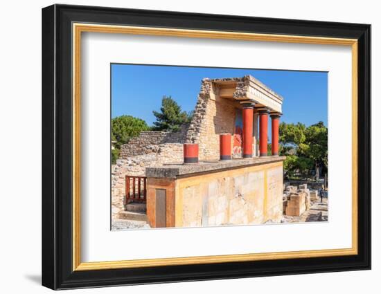 Palace of Minos, restored north entrance, ancient city of Knossos, Iraklion, Crete, Greek Islands-Markus Lange-Framed Photographic Print