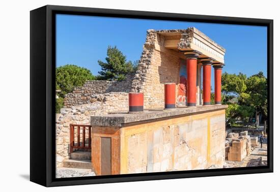 Palace of Minos, restored north entrance, ancient city of Knossos, Iraklion, Crete, Greek Islands-Markus Lange-Framed Premier Image Canvas