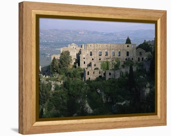 Palace of the Despots and the Plain of Sparta Below, Mistra, Greece-Adrian Neville-Framed Premier Image Canvas