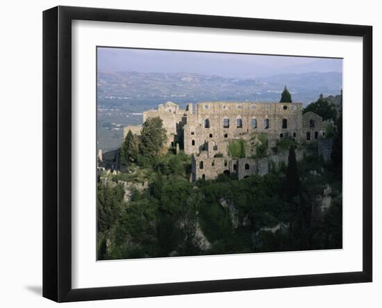 Palace of the Despots and the Plain of Sparta Below, Mistra, Greece-Adrian Neville-Framed Photographic Print