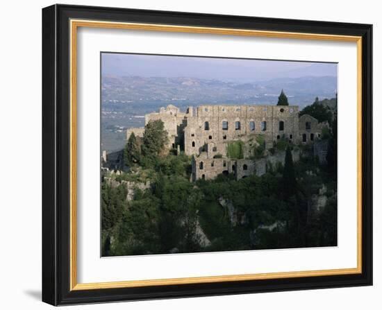 Palace of the Despots and the Plain of Sparta Below, Mistra, Greece-Adrian Neville-Framed Photographic Print