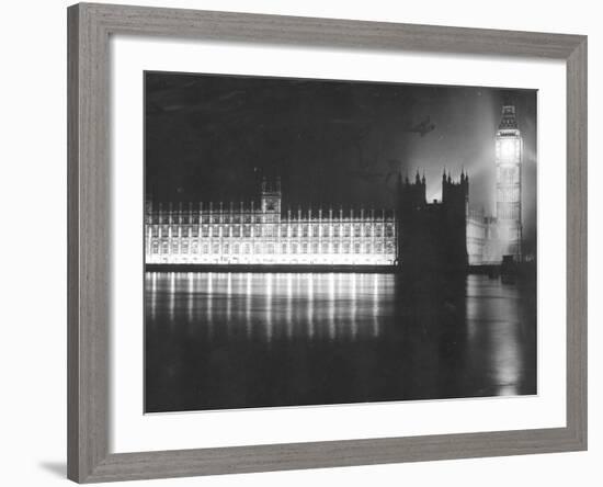 Palace of Westminster London, V Day Celebrations, End of WW2 in Europe, May 1945-null-Framed Photographic Print