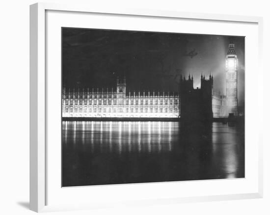 Palace of Westminster London, V Day Celebrations, End of WW2 in Europe, May 1945-null-Framed Photographic Print