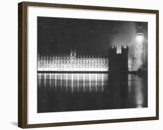 Palace of Westminster London, V Day Celebrations, End of WW2 in Europe, May 1945-null-Framed Photographic Print