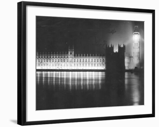 Palace of Westminster London, V Day Celebrations, End of WW2 in Europe, May 1945-null-Framed Photographic Print