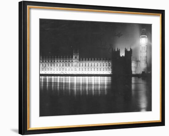 Palace of Westminster London, V Day Celebrations, End of WW2 in Europe, May 1945-null-Framed Photographic Print