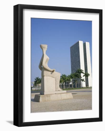 Palacio Do Congresso from the Palace of Justice, Brasilia, Unesco World Heritage Site, Brazil-Geoff Renner-Framed Photographic Print