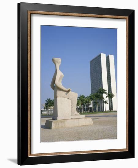 Palacio Do Congresso from the Palace of Justice, Brasilia, Unesco World Heritage Site, Brazil-Geoff Renner-Framed Photographic Print