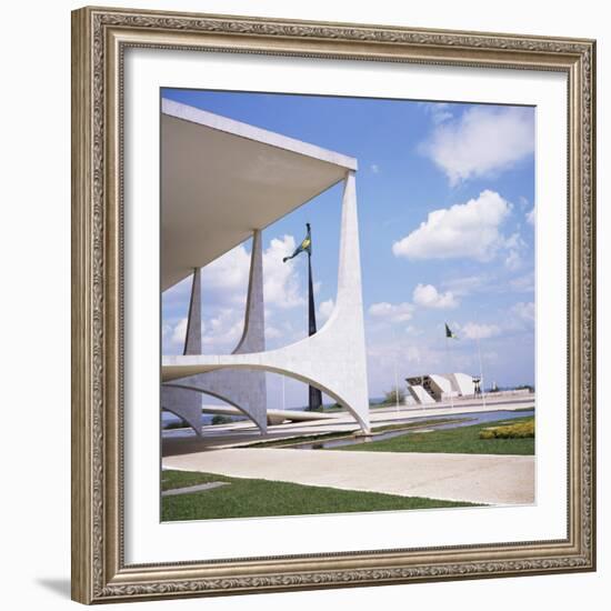 Palacio Do Planalto in Foreground, Brasilia, UNESCO World Heritage Site, Brazil, South America-Geoff Renner-Framed Photographic Print