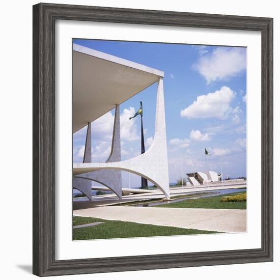 Palacio Do Planalto in Foreground, Brasilia, UNESCO World Heritage Site, Brazil, South America-Geoff Renner-Framed Photographic Print