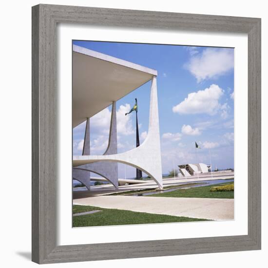 Palacio Do Planalto in Foreground, Brasilia, UNESCO World Heritage Site, Brazil, South America-Geoff Renner-Framed Photographic Print