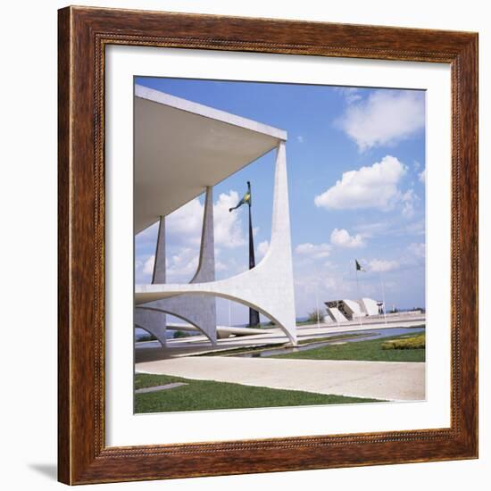 Palacio Do Planalto in Foreground, Brasilia, UNESCO World Heritage Site, Brazil, South America-Geoff Renner-Framed Photographic Print