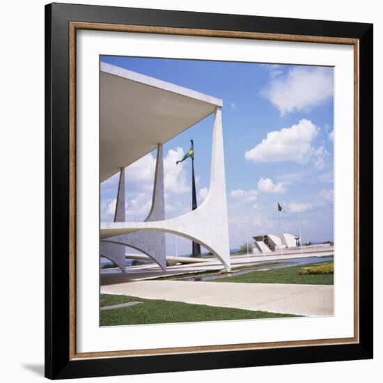 Palacio Do Planalto in Foreground, Brasilia, UNESCO World Heritage Site, Brazil, South America-Geoff Renner-Framed Photographic Print