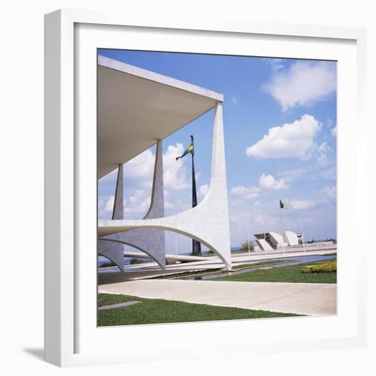 Palacio Do Planalto in Foreground, Brasilia, UNESCO World Heritage Site, Brazil, South America-Geoff Renner-Framed Photographic Print