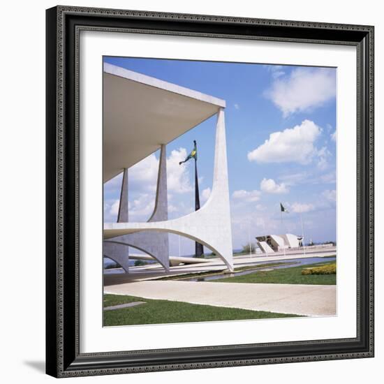 Palacio Do Planalto in Foreground, Brasilia, UNESCO World Heritage Site, Brazil, South America-Geoff Renner-Framed Photographic Print