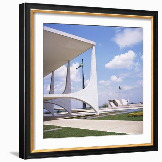 Palacio Do Planalto in Foreground, Brasilia, UNESCO World Heritage Site, Brazil, South America-Geoff Renner-Framed Photographic Print