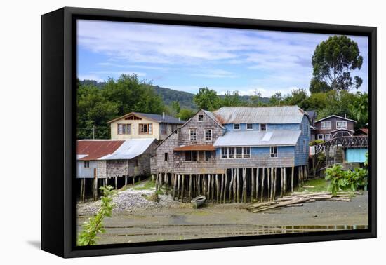 Palafita stilt wooden houses on Chiloe Island, Northern Patagonia, Chile, South America-Alex Robinson-Framed Premier Image Canvas