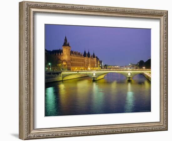 Palais De Justice and the River Seine in the Evening, Paris, France, Europe-Roy Rainford-Framed Photographic Print