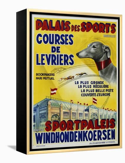 Palais Des Sports - Courses De Levriers - Sportspalais Windhondenkoersen Dog Racing Poster-null-Framed Premier Image Canvas