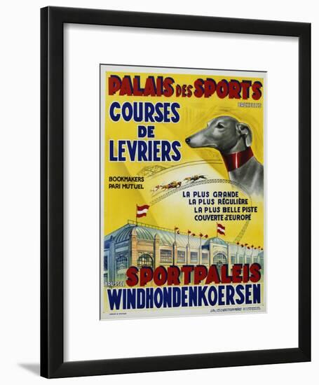 Palais Des Sports - Courses De Levriers - Sportspalais Windhondenkoersen Dog Racing Poster-null-Framed Giclee Print