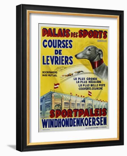 Palais Des Sports - Courses De Levriers - Sportspalais Windhondenkoersen Dog Racing Poster-null-Framed Giclee Print