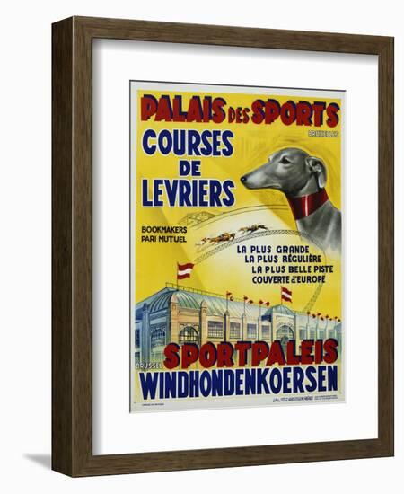 Palais Des Sports - Courses De Levriers - Sportspalais Windhondenkoersen Dog Racing Poster-null-Framed Giclee Print