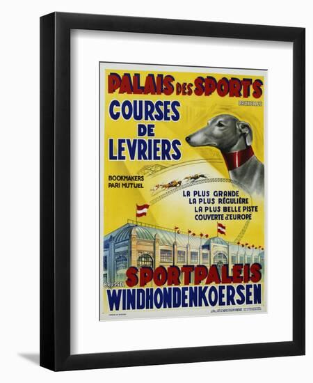 Palais Des Sports - Courses De Levriers - Sportspalais Windhondenkoersen Dog Racing Poster-null-Framed Giclee Print