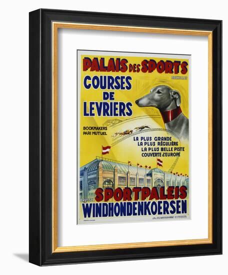 Palais Des Sports - Courses De Levriers - Sportspalais Windhondenkoersen Dog Racing Poster-null-Framed Giclee Print