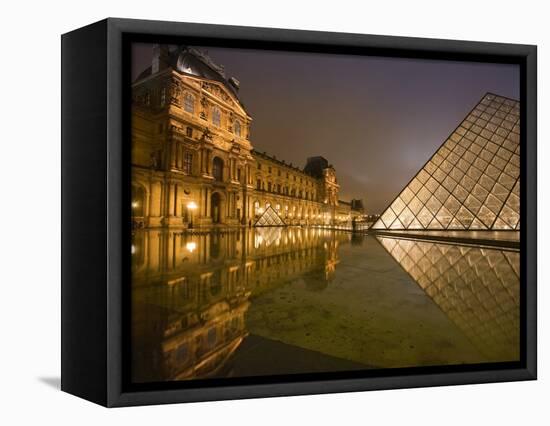 Palais Du Louvre Pyramid at Night, Paris, France, Europe-Marco Cristofori-Framed Premier Image Canvas