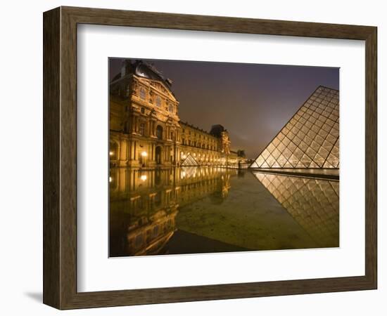 Palais Du Louvre Pyramid at Night, Paris, France, Europe-Marco Cristofori-Framed Photographic Print