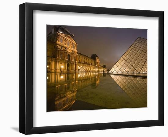 Palais Du Louvre Pyramid at Night, Paris, France, Europe-Marco Cristofori-Framed Photographic Print