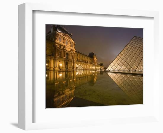 Palais Du Louvre Pyramid at Night, Paris, France, Europe-Marco Cristofori-Framed Photographic Print