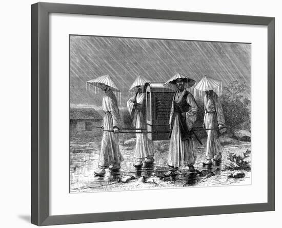 Palanquin Bearers in Rain Costume, Korea, 19th Century-Mario Azzopardi-Framed Giclee Print