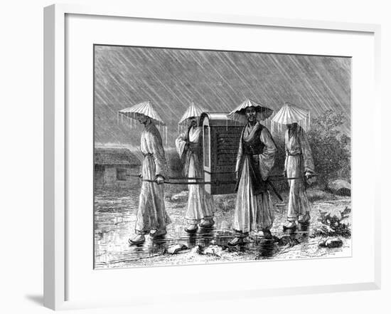 Palanquin Bearers in Rain Costume, Korea, 19th Century-Mario Azzopardi-Framed Giclee Print