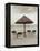 Palapa Umbrella on the Beach, Cancun, Mexico-Mark Gibson-Framed Premier Image Canvas