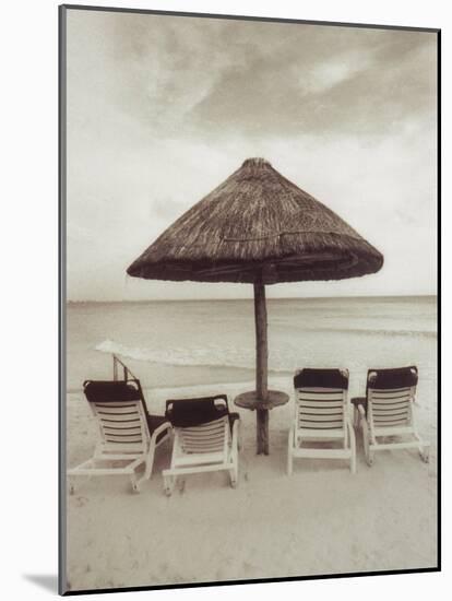 Palapa Umbrella on the Beach, Cancun, Mexico-Mark Gibson-Mounted Photographic Print