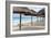 Palapas Lined up on the Beach, Cancun, Mexico-George Oze-Framed Photographic Print