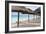 Palapas Lined up on the Beach, Cancun, Mexico-George Oze-Framed Photographic Print